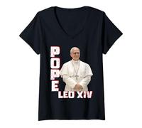 Donna Papa Leone XIV Maglietta con Collo a V