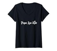 Donna Papa Leone XIV Roberto Prevost Gesù Cattolico Conclave Pace Maglietta con Collo a V