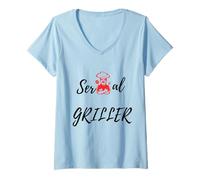 Donna papà Re della Griglia - Perfetto per Amanti Barbecue Maglietta con Collo a V