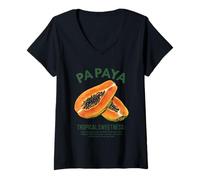 Donna Papaya Dolcezza tropicale Flair esotico Maglietta con Collo a V