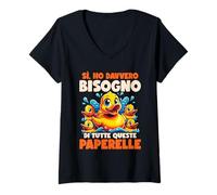Donna Papera di Gomma Rubber Duck Paperelle Maglietta con Collo a V