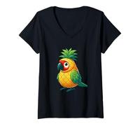 Donna Pappagallo in costume da ananas Maglietta con Collo a V