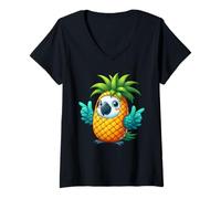 Donna Pappagallo in costume da ananas Maglietta con Collo a V