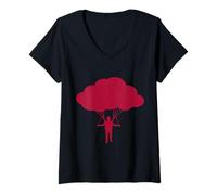 Donna Paracadute Nube Skydive Freefall Estetica Maglietta con Collo a V