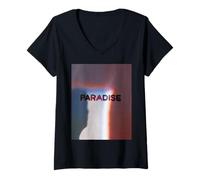 Donna Paradise Aesthetic Retro Lo-Fi Glitch Dreamcore Art Maglietta con Collo a V