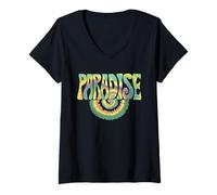 Donna Paradise Tie Dye Concert Festival Vintage Inspired Hippie Maglietta con Collo a V