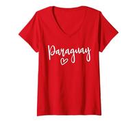 Donna Paraguay Heart Women's Love Paraguay Maglietta con Collo a V