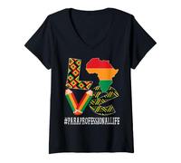 Donna Paraprofessional Love Mese della Storia Nera afroamericana Maglietta con Collo a V