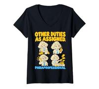 Donna Paraprofessional Other Duties As Assigned Funny School Aide Maglietta con Collo a V