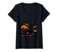 Donna Parata di Cani di Halloween Dove i Fantasmi temono Il Bassotto Maglietta con Collo a V