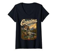 Donna Parco Canaima Venezuela Vintage Angel Falls Maglietta con Collo a V