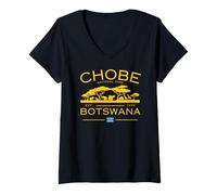 Donna Parco Nazionale Chobe Botswana Africa Adventure Safari Maglietta con Collo a V