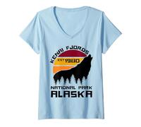 Donna Parco Nazionale dei fiordi Kenai Maglietta con Collo a V