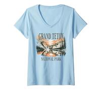Donna Parco Nazionale del Grand Teton Maglietta con Collo a V