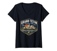 Donna Parco Nazionale del Grand Teton Maglietta con Collo a V
