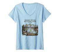 Donna Parco Nazionale del Grand Teton Maglietta con Collo a V