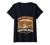 Donna Parco Nazionale delle Canyonlands EST 1964 Retro Mesa Arch Maglietta con Collo a V