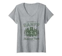 Donna Parco Nazionale di Banff - Canadian Wilderness & Bears Maglietta con Collo a V