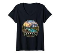 Donna Parco Nazionale di Banff Natura Camping Maglietta con Collo a V