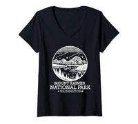 Donna Parco Nazionale di Mount Rainier Washington Souvenir Uomo Donna Maglietta con Collo a V