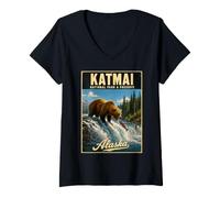 Donna Parco Nazionale e riserva di Katmai, Alaska Maglietta con Collo a V