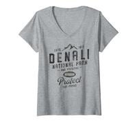 Donna Parco Nazionale Rustico Denali Alaska 1917 Maglietta con Collo a V