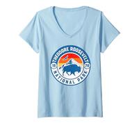 Donna Parco Nazionale Theodore Roosevelt Maglietta con Collo a V