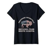 Donna Parco Nazionale Theodore Roosevelt Maglietta con Collo a V