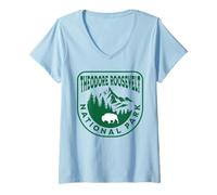 Donna Parco Nazionale Theodore Roosevelt Maglietta con Collo a V
