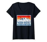 Donna Parco Nazionale Theodore Roosevelt Maglietta con Collo a V