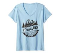 Donna Parco Nazionale Voyageurs Maglietta con Collo a V