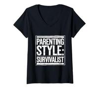 Donna Parenting Style Survivalist Raising Resilient Kids - Maglietta con Collo a V