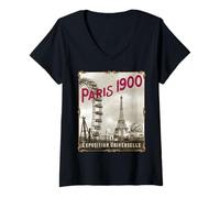Donna Parigi 1900 Esposizione Universelle (Fiera Mondiale di Parigi) Maglietta con Collo a V