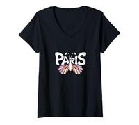 Donna Parigi Butterfly - Personalizzato Carino Nome Word Art Maglietta con Collo a V