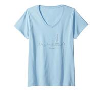 Donna Parigi, Orizzonte, Minimalista, Torre Eiffel, Arco di trionfo, Viaggio Maglietta con Collo a V