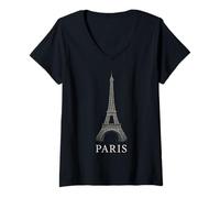 Donna Paris Torre Eiffel Travel Lover Tee per Donne e Uomini Maglietta con Collo a V