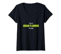 Donna Parla di Pianificazione Urbana con Me Funny Planner Maglietta con Collo a V