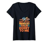 Donna Parlami del Derby Corse di Cavalli Amore equestre Maglietta con Collo a V