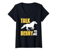 Donna Parlami di Derby Umorismo per Fantini Divertente Maglietta con Collo a V