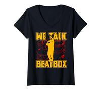 Donna Parliamo Beatbox Music Old School Rap Microfono Beatboxer Maglietta con Collo a V