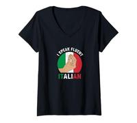 Donna Parlo fluente italiano Maglietta con Collo a V