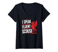 Donna Parlo fluente Scouse Liverpool Inghilterra Liverpudlians Divertente Maglietta con Collo a V