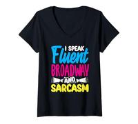 Donna Parlo fluentemente Broadway Sarcasm Amante della musica Maglietta con Collo a V