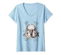 Donna Parrocchetto Ondulato Street Style Vibes Maglietta con Collo a V