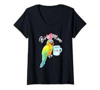 Donna Parrot Bird Mom - Sleepy Sun Parrocchetto Acquerello Maglietta con Collo a V