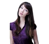 Donna Parrucca Braun Luce Luminoso Meches Liscio Lungo Capello 9213-2T33-27 Neu