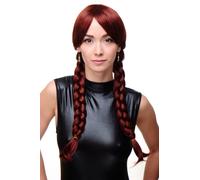 Donna Parrucca Cosplay Braun Marrone-Rosso Corde Intrecciate Scolaretta 3446-35