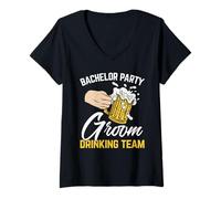 Donna Party Bachelor Groom Drinking Team Groomsquad Bachelor Maglietta con Collo a V