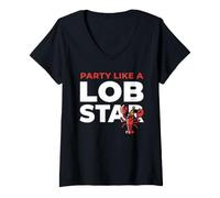 Donna Party Like A Lob Star Funny Lobster Dancing Music Lovers Maglietta con Collo a V
