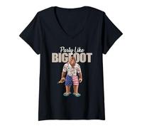Donna Party Like Bigfoot Drunk Sasquatch Tropical Beach Vacation Maglietta con Collo a V